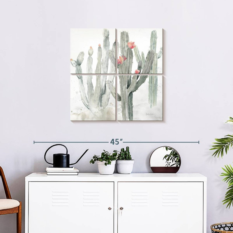 Harnek cactus jardin gris rosé II, H 26 po x l 26 po