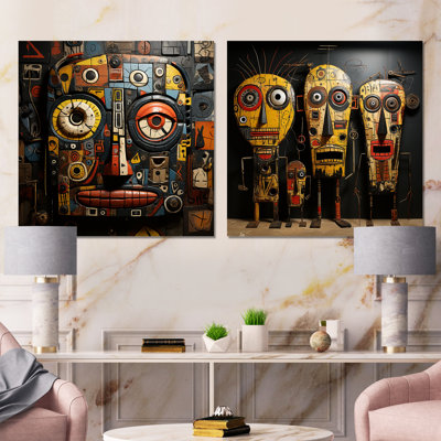 «Tribal African Mask I» - ensemble de 2 reproductions d'art sur toile