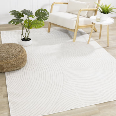 Tapis intérieur géométrique ton sur ton / tapis de 8 pi x 11 pi (7 pi 10 po x 10 pi 6 po), crème, Mid-Century moderne - salon, chambre à coucher, salle à manger et cuisine