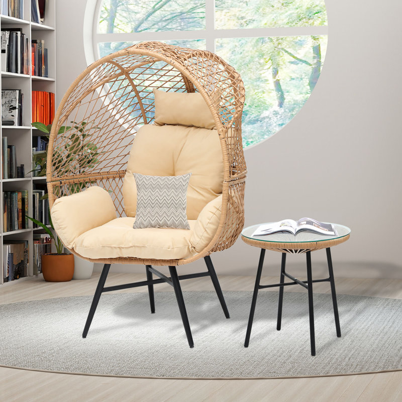 Chaise Egg avec table de bout, Noir