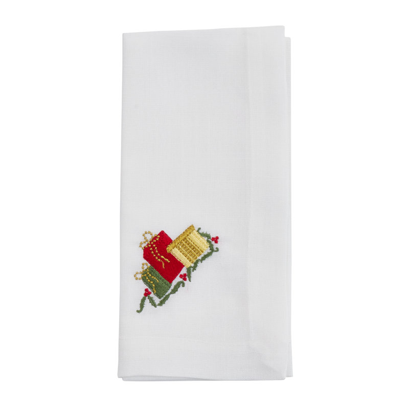 White Embroidered Gifts Design Winter Table Napkins Set of 4