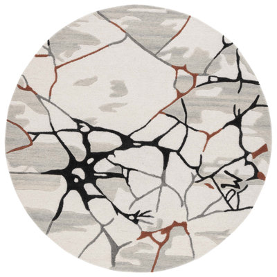 Auburta Abstract Hand Tufted Area Rug in Ivory/Gray/Brown
