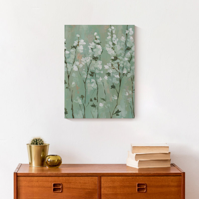 Fleur de cerisier vert sur toile, H 16 po x l 12 po x P 1,25 po
