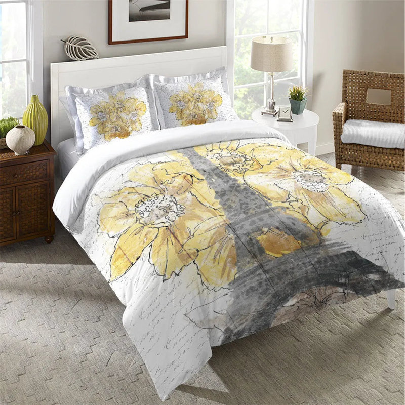 Housse de couette Daffodil Blooms Eiffel Tower
