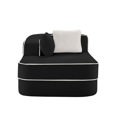 ELYSEES Left Chaise Sofa W/Pillows Teddy Fabric