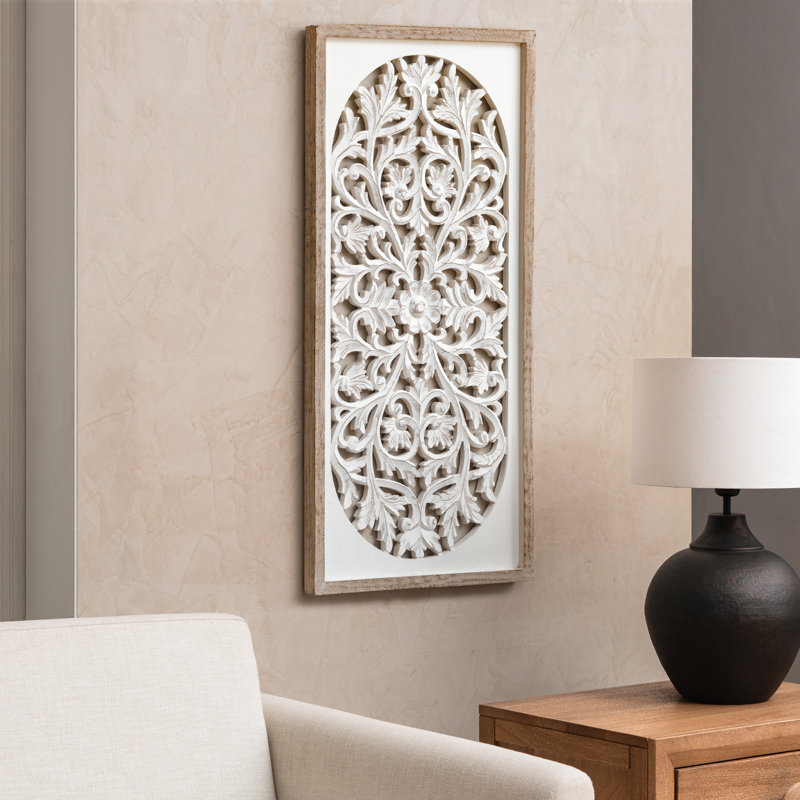 Jfy Designs Wooden Wall Medallion - Handcrafted Wall Décor for Living Room, Bedroom & Office, Tacitus Round