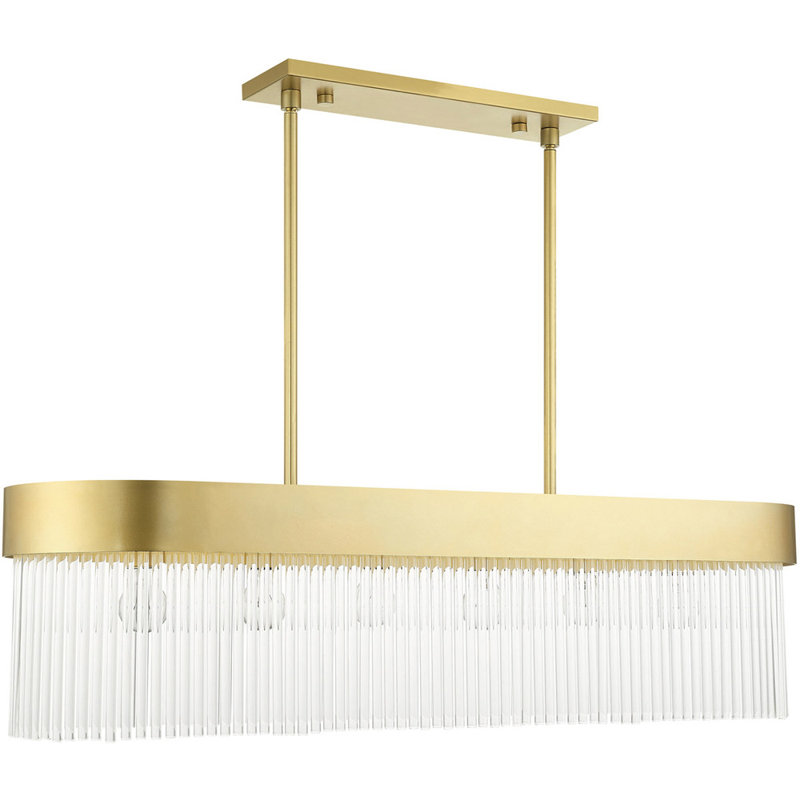 6 - Light Square / Rectangle Chandelier, Soft Gold