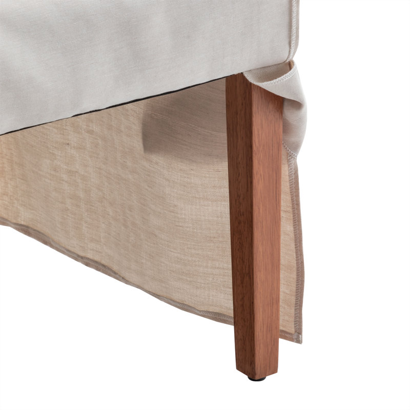 Elegant Upholstered Dining Chair  With Skirted Base, Accent Armchair For Living Room, Bedroom, Dining Room, Sand