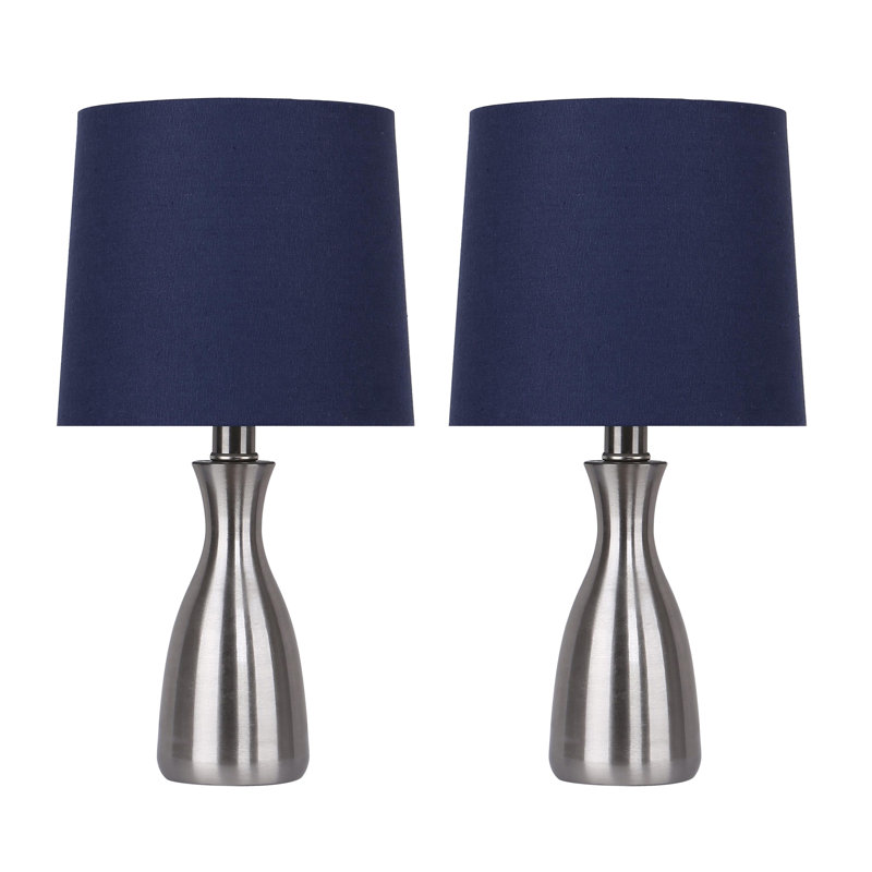 Johnchristian Metal Table Lamp, Brushed Nickel, Navy