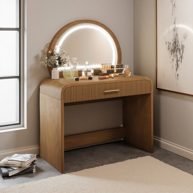 Coiffeuse de 39 po avec miroir et écran tactile, coiffeuse avec tiroir pour chambre à coucher