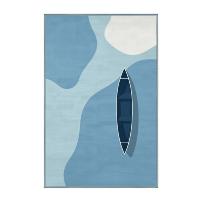 Machine Washable Hubbard Canoeing Lake Minimalist Rug in Blue – SkyBlue Binding
