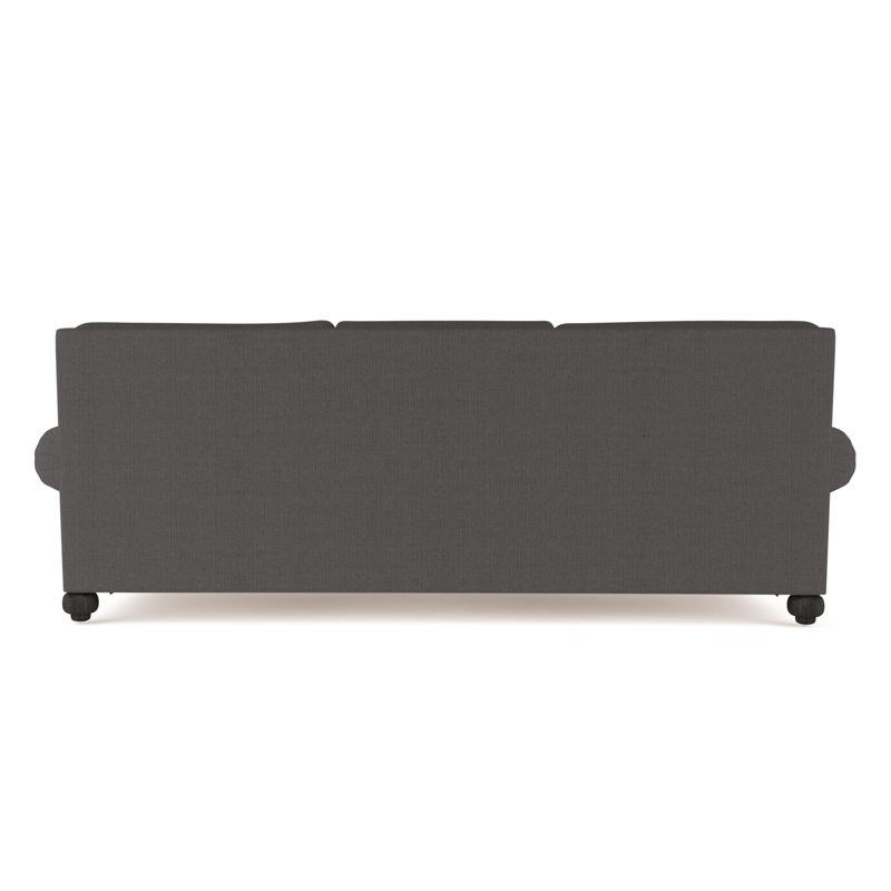 Leroy Rolled Panel-Arm Sofa with Bun Feet, Box Weave Linen Pumice, 36" H x 84" W x 49" D, Weathered