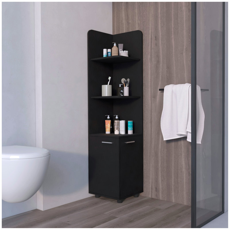 Armoire noire à 2 portes avec 3 tablettes d'angle