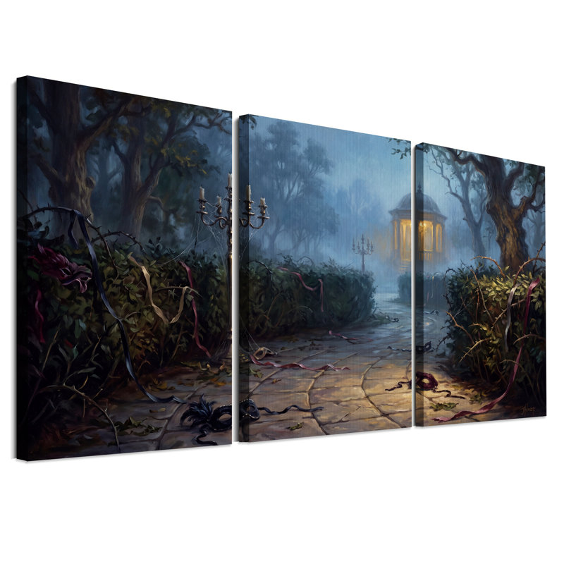 Ensemble d'art mural sur toile Misty Forest Pathway, H 24 po x l 16 po x 3 pièces
