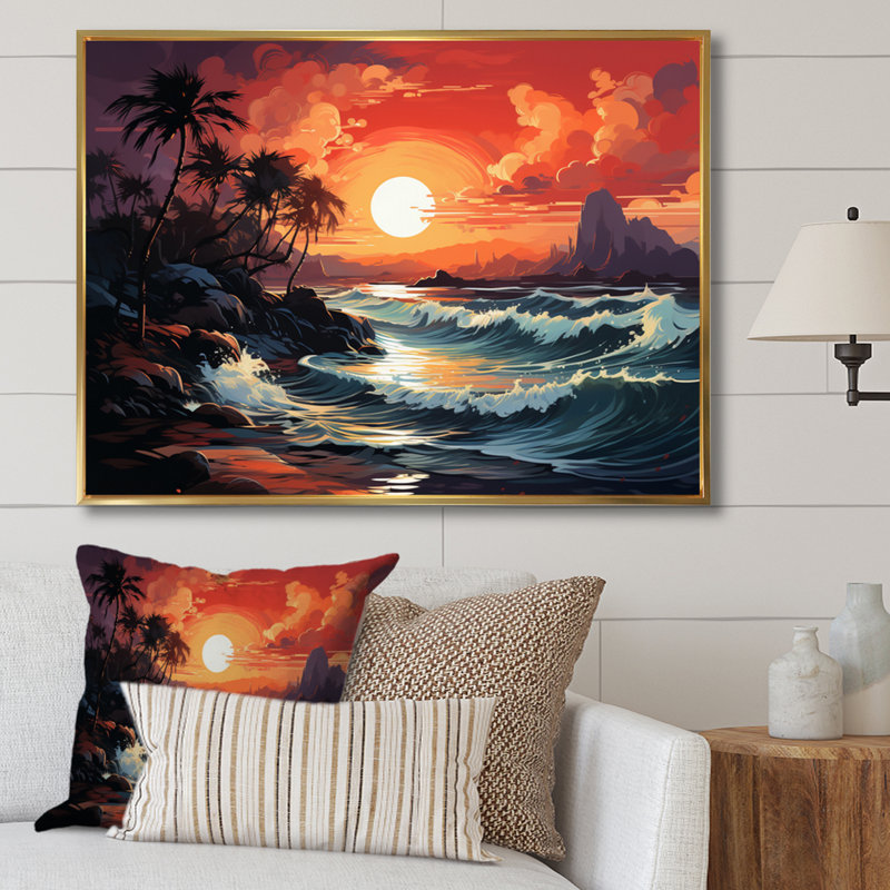 Paradis tropical II - imprimé, H 24 po x l 32 po, Cadre flottant doré