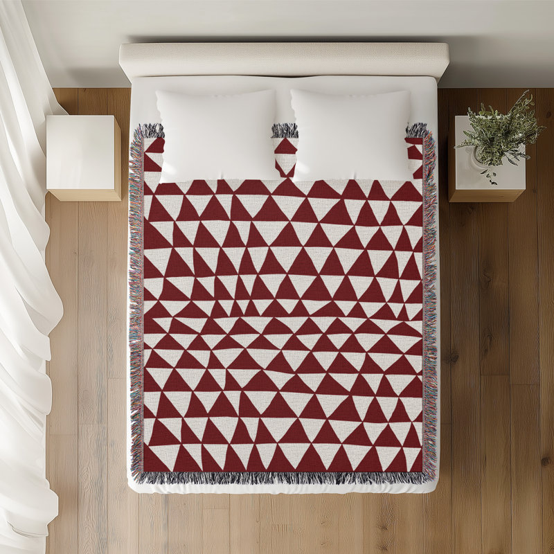 Jeté Asab, 50" x 70"  – Full/Double, Bleu marine / rouge
