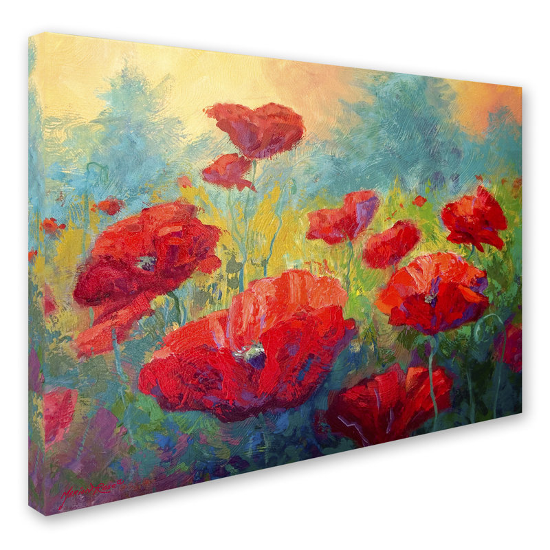 «Field of Poppies» par Mariaon Rose - reproduction d'art sur toile, H 18 po x l 24 po x P 2 po