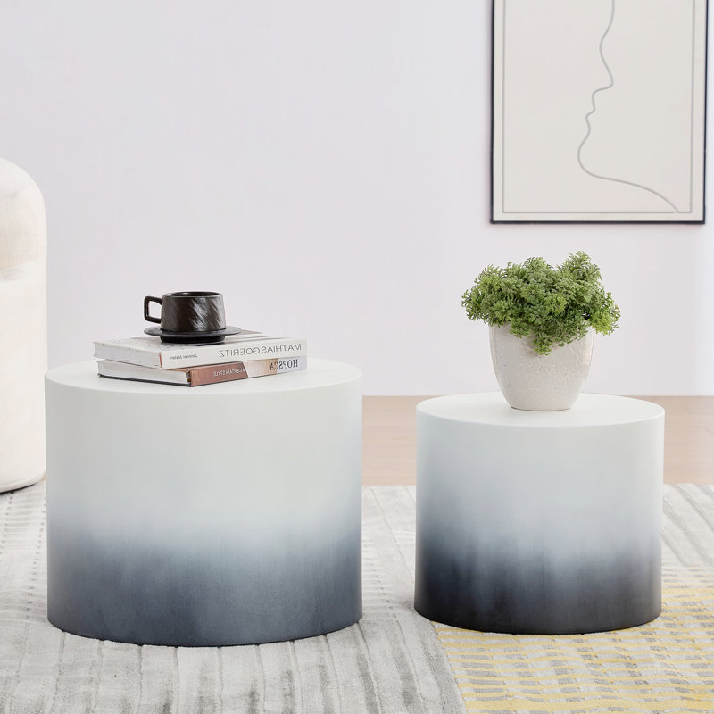 Ensemble de 2 tables d'appoint / tables basses / tables de bout / tables gigognes, Noir / blanc