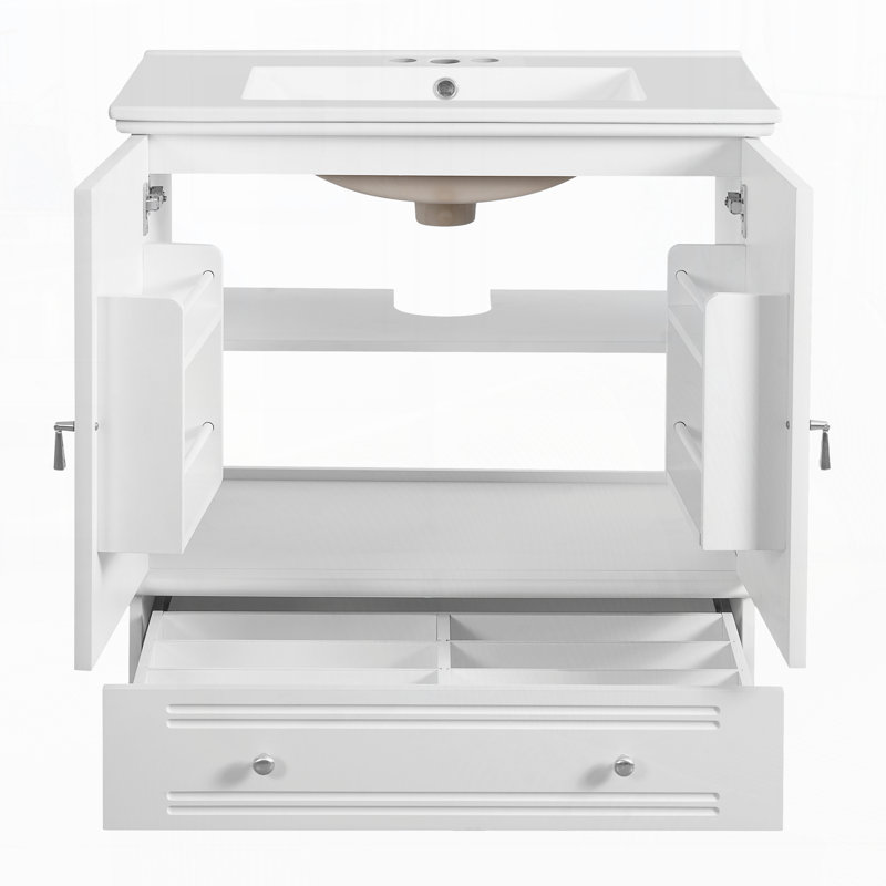 Meuble-lavabo 30 po avec lavabo en céramique, Blanc