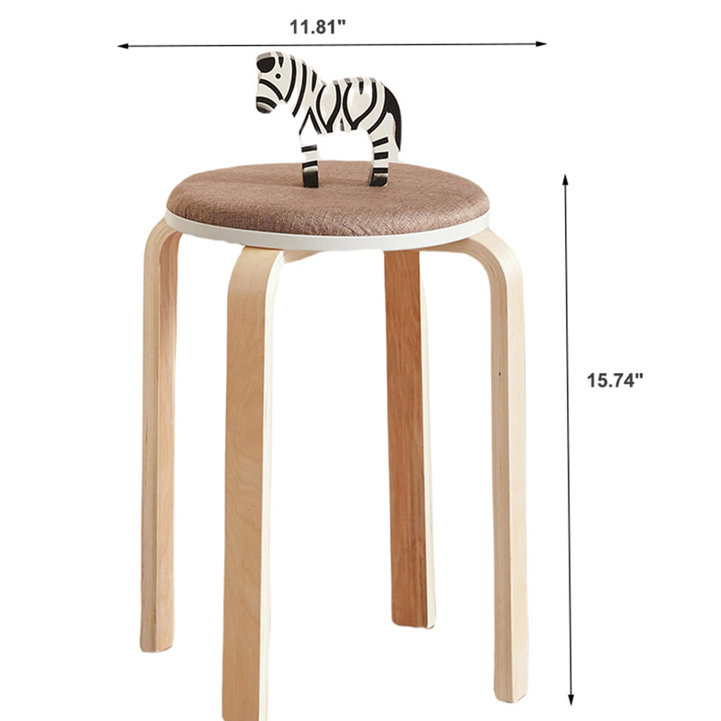 Café - Ton de 4 tabourets ronds empilables sans dossier en bois massif, convenant à la salle à manger, à la cuisine et à la salle de classe, avec des pieds arrondis et des coins pour utiliser la salle à manger, des espaces éducatifs, une étable
