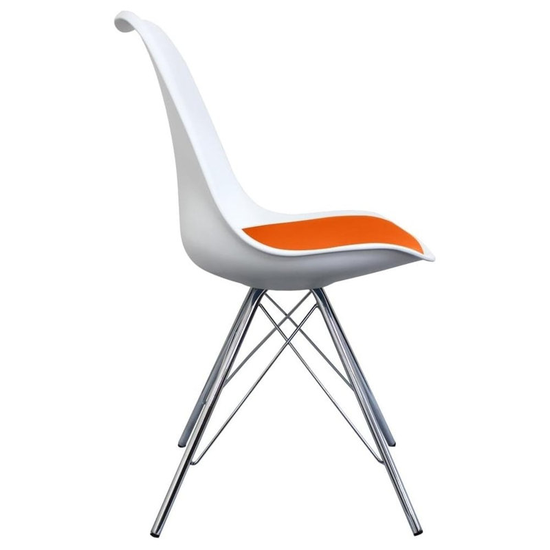 Topeka 45cm H Upholstered Side Chair, White/Orange
