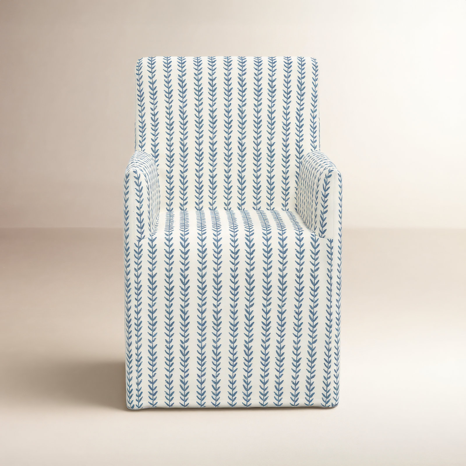 Silvia Dining Armchair, Vine Stripe Dusty Blue