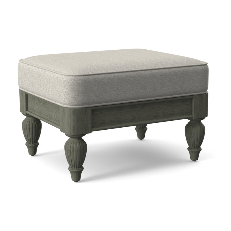 Grand View Ottoman, White Performance Fabric; 0851-94, Antique Black Finish