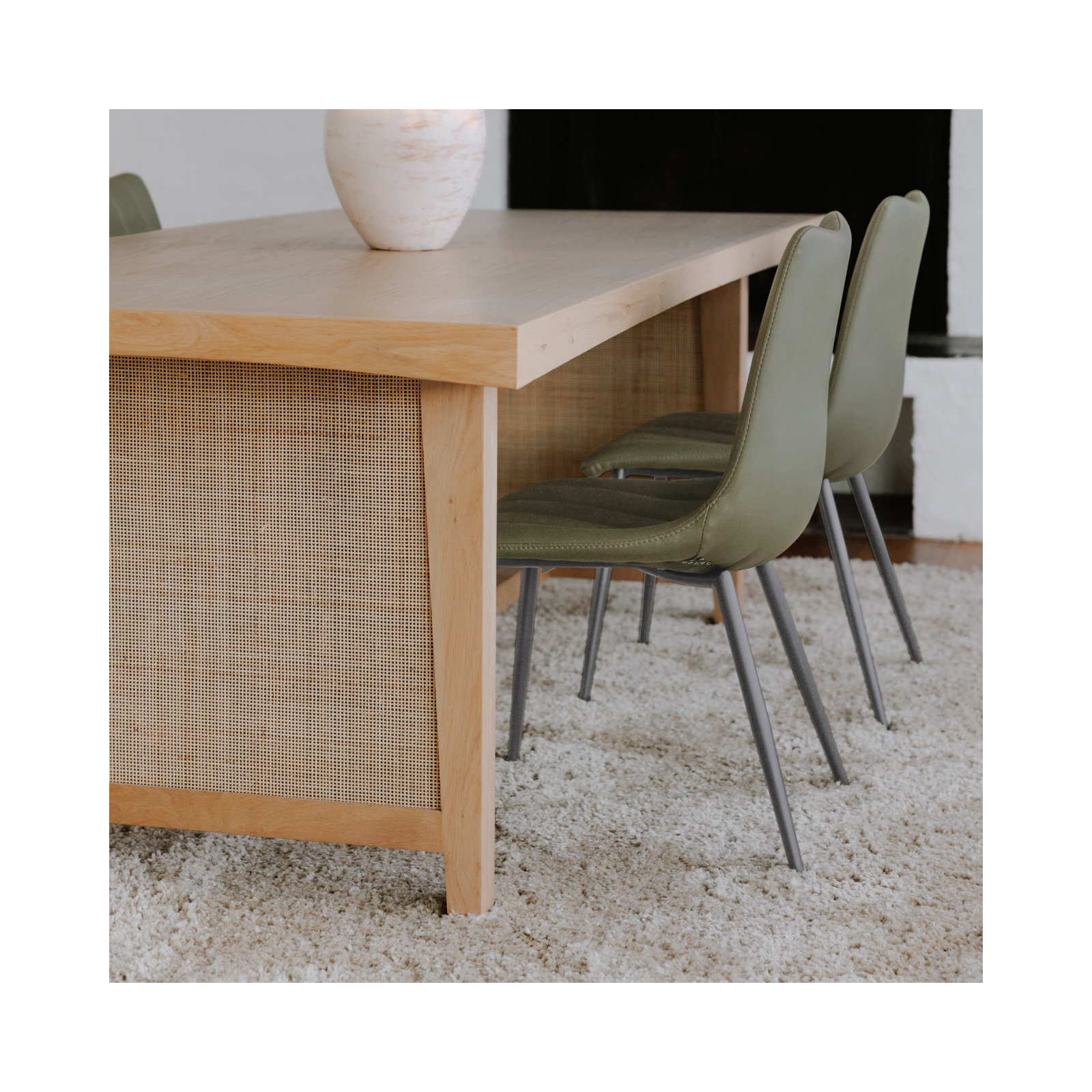 Finnigan Upholstered Side Chair, Light Green Faux Leather