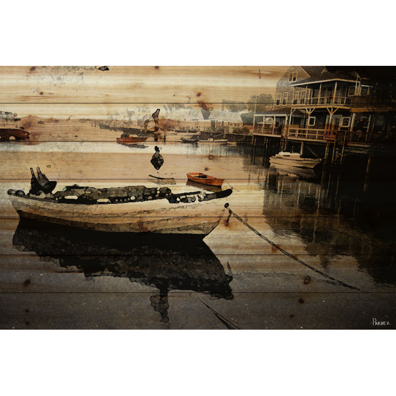 « still dock » par parvez taj,, reproduction d’art sur bois de pin naturel, 40 po x 60 po