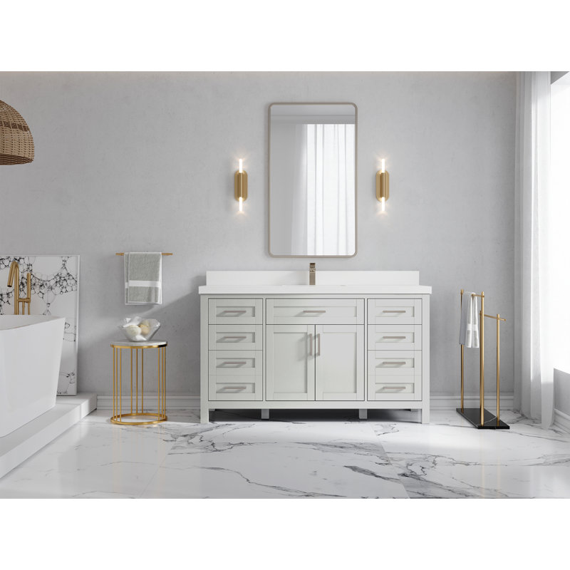 Ensemble de meuble-lavabo simple 60 po Cambridge, Blanc
