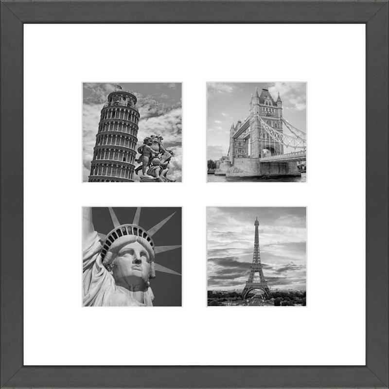 Lambertus Wood Picture Frame with Mat, Dark Grey
