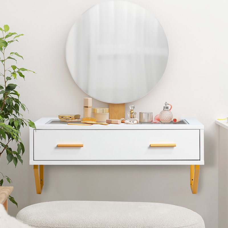 Chanee Dressing Table, White/Beige/Cream
