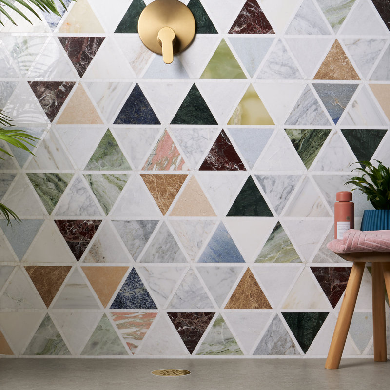 Valerie 6" Triangle Polished Marble Mosaic Tile