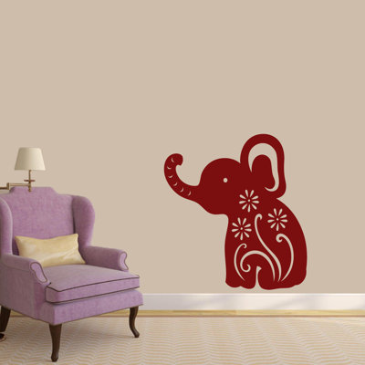 Décalcomanie murale éléphant floral