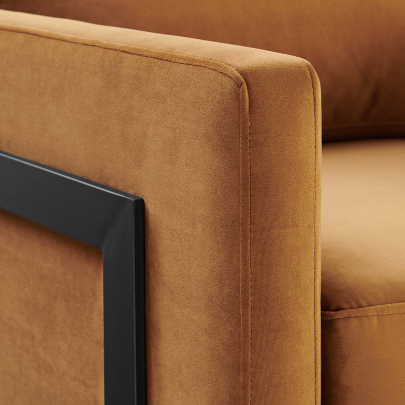 Fauteuil d'appoint en tissu Posse, Polyester cognac, Noir