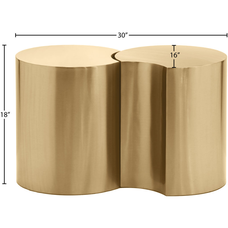 Ismah Iron Top End Table Set, Gold, 18" H x 30" W x 16" D