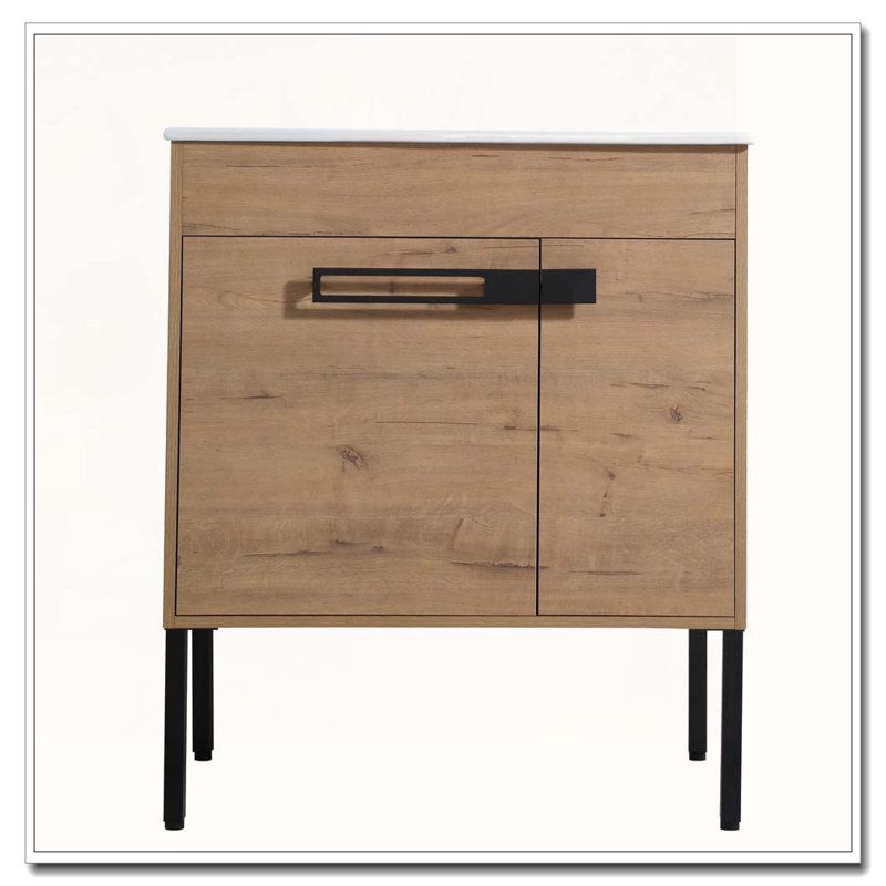 Freestanding Or Floating Bathroom Vanity Cabinet With Metal Handles