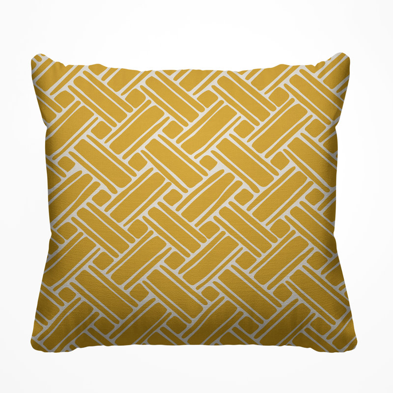 Abstract Outdoor Reversible Throw Pillow, Yellow, 15H" x 15W"