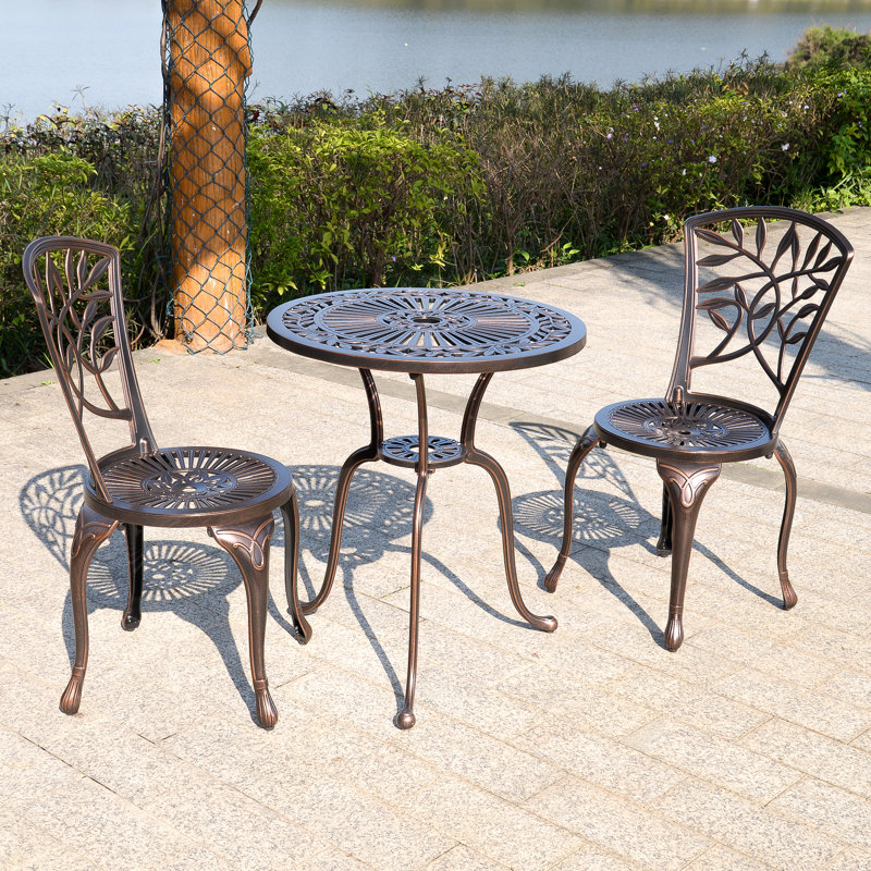 Ambroziu 2 - Person Metal Patio Dining Set with Round Table