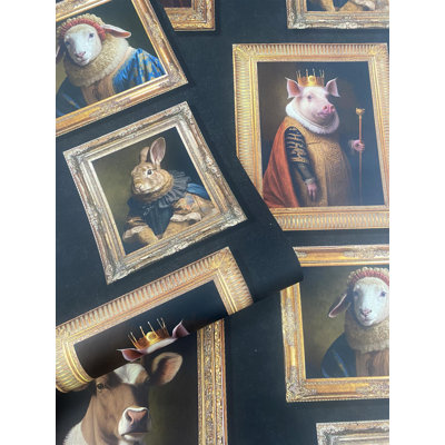  Regal Animals Wallpaper - For Living Room, Bedroom, Fireplace - Matt Finish, Animal Print Pattern, Charcoal
