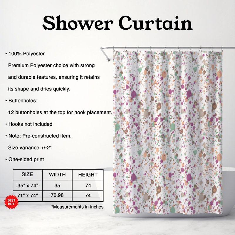Rideau de douche Snug Autumn - Premium, H 74 po x l 71 po, Mauve/blanc