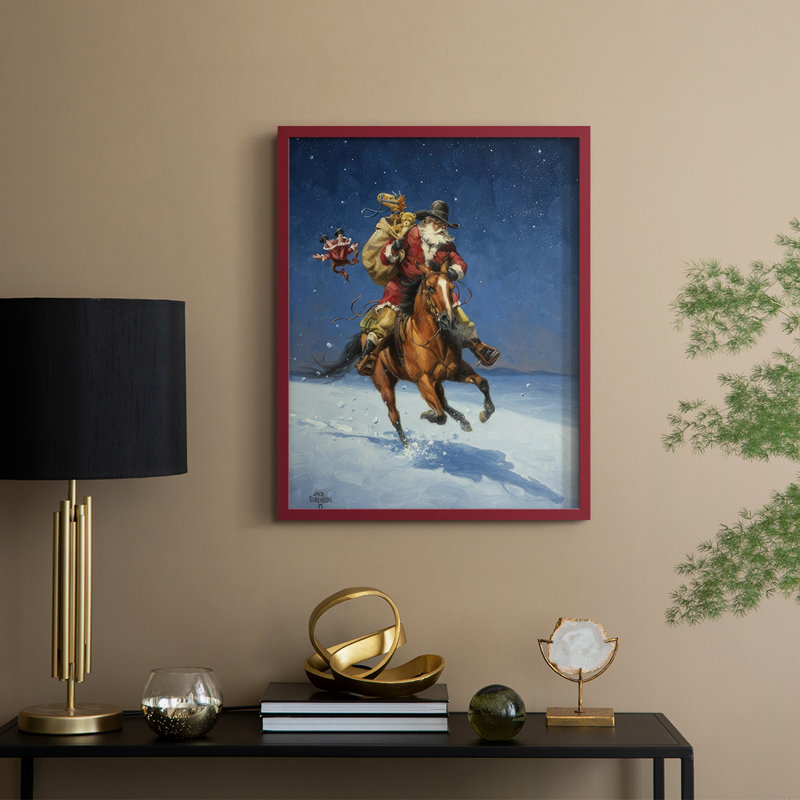 «Midnight Rider», reproduction encadrée - bois massif, H 21 po x l 17 po, Rouge