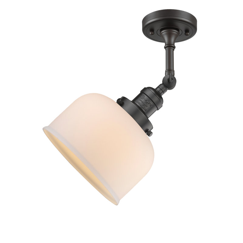 Handley Glass Semi Flush Mount, Matte White Cased, 3.5 Watt Vintage LED Bulb, Oil Rubbed Bronze