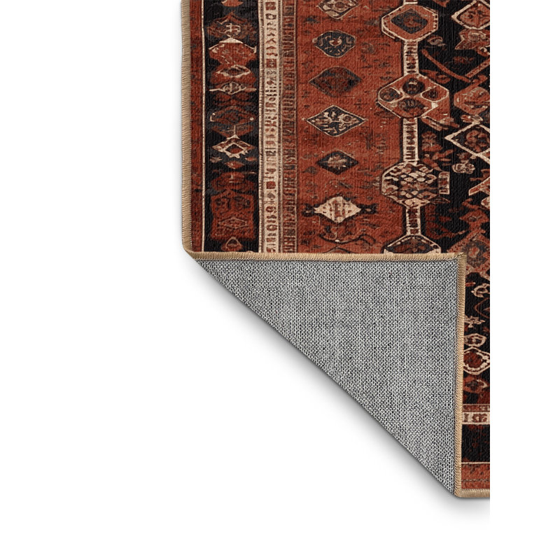 Machine Washable Persian Brown Area Rug, Square 6'