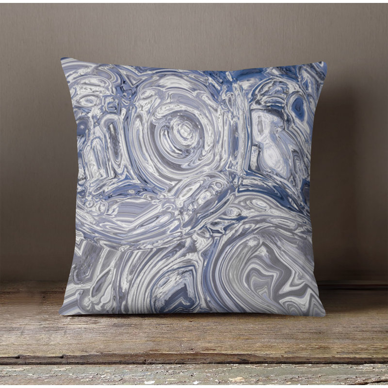 Throw Pillow With Insert, Blue/Gray Abstract 6, 20"H x 20"W