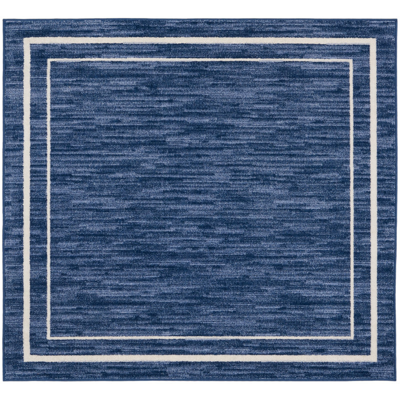 Nourison Essentials Navy Ivory Indoor/Outdoor Area Rug, Square 5'