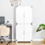 Armoire 4 portes avec tablettes de rangement pour garde-manger, blanc industriel pour la cuisine, la chambre à coucher, le salon, le vestibule et la tablette
