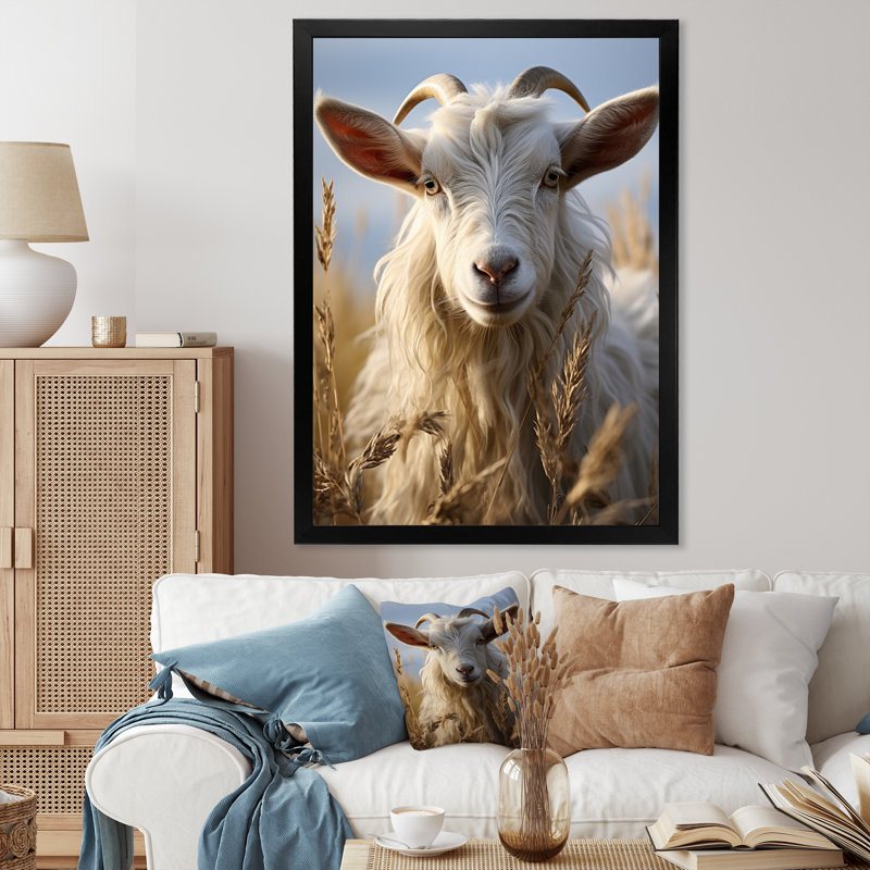 Kayzleigh Goat Portrait Vibrant I sur toile, H 32 po x l 24 po x P 1 po, Cadre photo noir