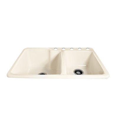 Redondo 33'' L Drop-In Double Bowl Cast Iron Kitchen Sink