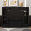 Grand lit plateforme escamotable avec tablette, armoires latérales, tiroirs et DEL-774303651